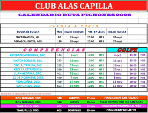 Calendario Pichones 2026 CAC